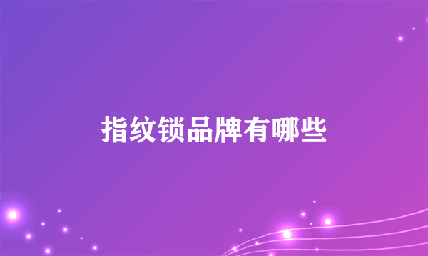 指纹锁品牌有哪些