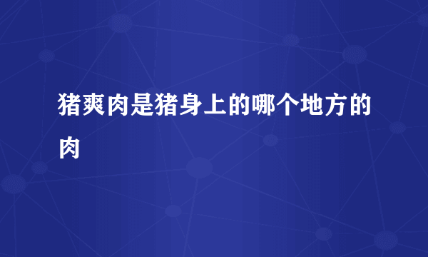 猪爽肉是猪身上的哪个地方的肉