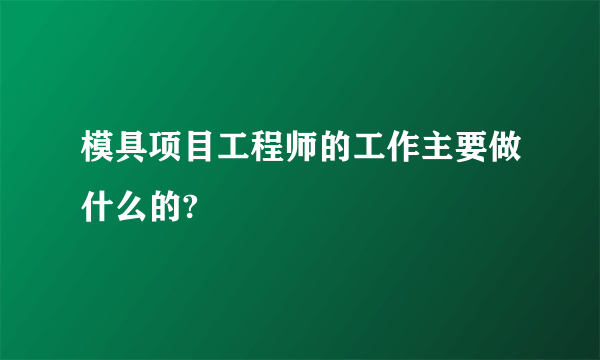 模具项目工程师的工作主要做什么的?