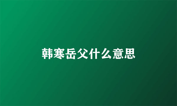 韩寒岳父什么意思