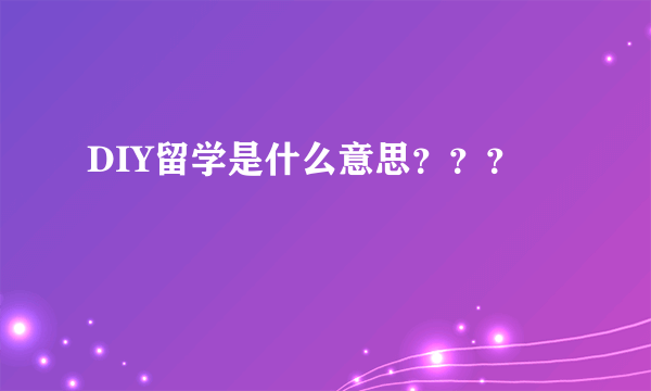 DIY留学是什么意思？？？