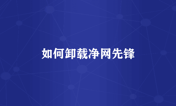 如何卸载净网先锋