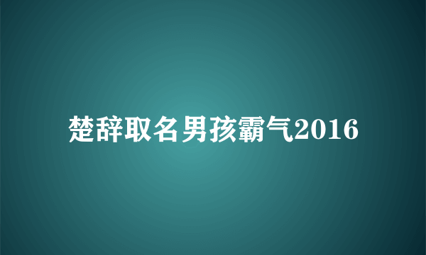 楚辞取名男孩霸气2016