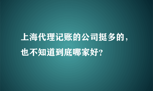 上海代理记账的公司挺多的，也不知道到底哪家好？
