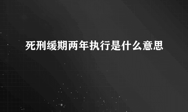 死刑缓期两年执行是什么意思