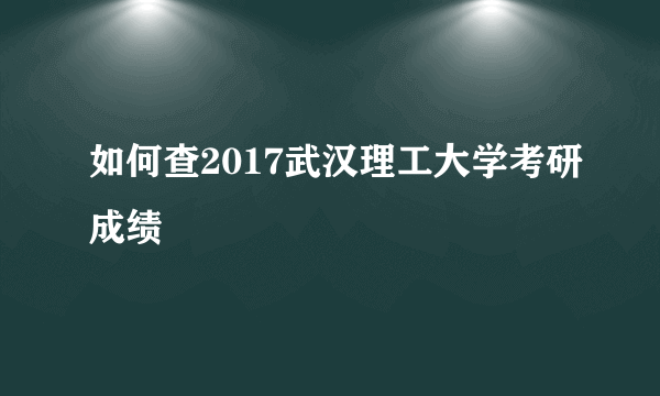 如何查2017武汉理工大学考研成绩