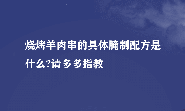 烧烤羊肉串的具体腌制配方是什么?请多多指教