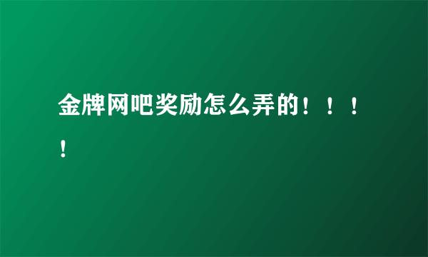 金牌网吧奖励怎么弄的！！！！
