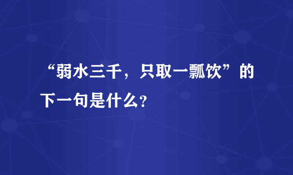 “弱水三千，只取一瓢饮”的下一句是什么？