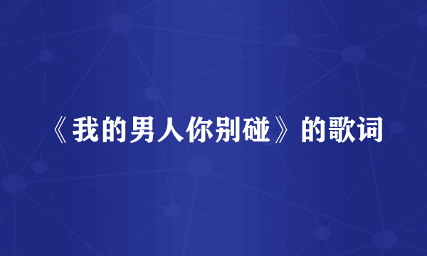《我的男人你别碰》的歌词