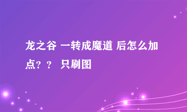 龙之谷 一转成魔道 后怎么加点？？ 只刷图