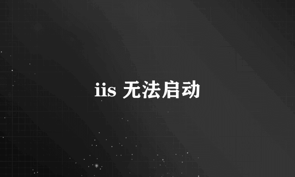iis 无法启动