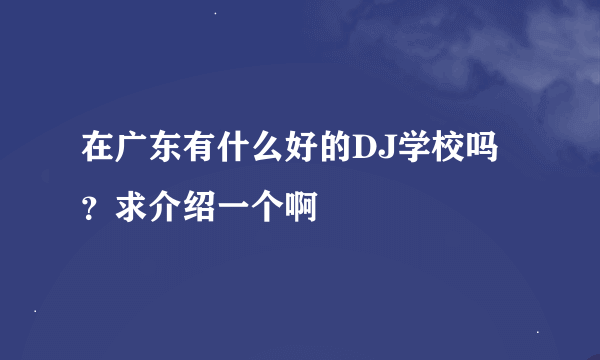 在广东有什么好的DJ学校吗？求介绍一个啊
