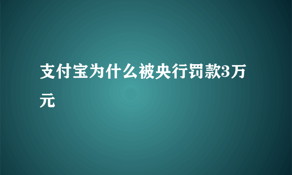 支付宝为什么被央行罚款3万元