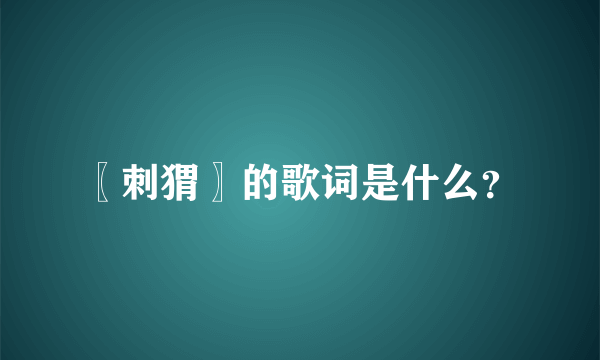 〖刺猬〗的歌词是什么？