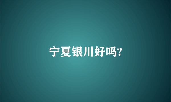 宁夏银川好吗?