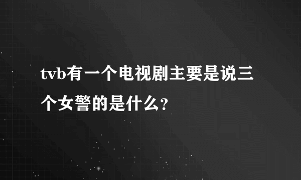 tvb有一个电视剧主要是说三个女警的是什么？