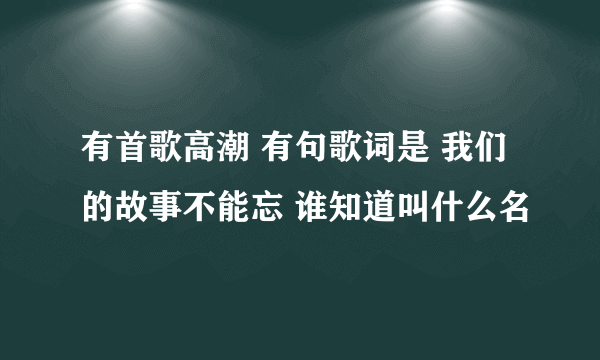有首歌高潮 有句歌词是 我们的故事不能忘 谁知道叫什么名