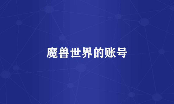 魔兽世界的账号