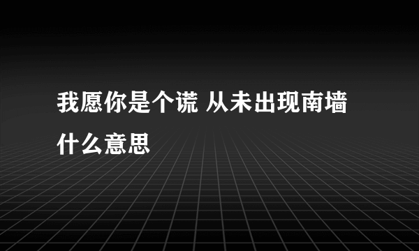 我愿你是个谎 从未出现南墙 什么意思