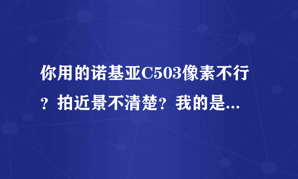 你用的诺基亚C503像素不行？拍近景不清楚？我的是6700S1年多了，刚开始也是看不清楚字