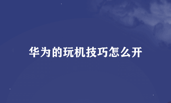 华为的玩机技巧怎么开