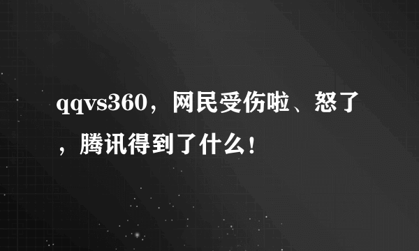 qqvs360，网民受伤啦、怒了，腾讯得到了什么！