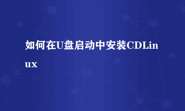 如何在U盘启动中安装CDLinux