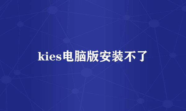 kies电脑版安装不了