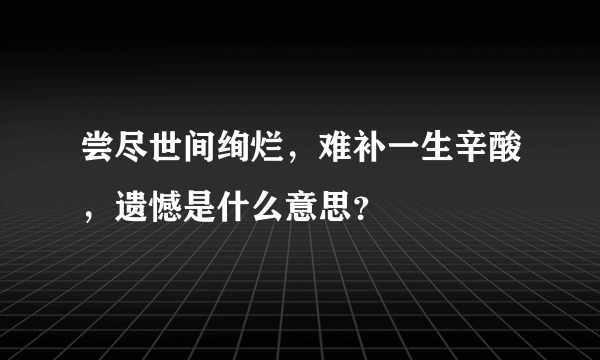 尝尽世间绚烂，难补一生辛酸，遗憾是什么意思？
