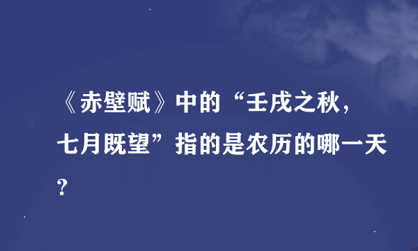 《赤壁赋》中的“壬戌之秋，七月既望”指的是农历的哪一天？