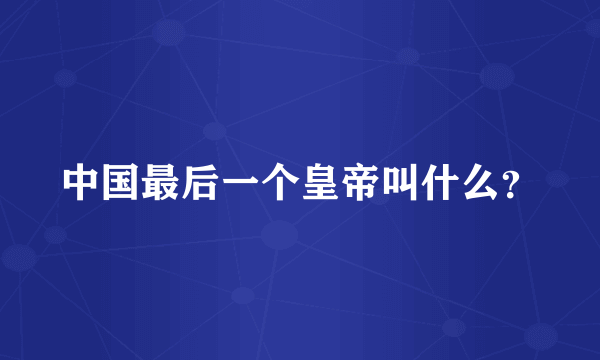 中国最后一个皇帝叫什么？