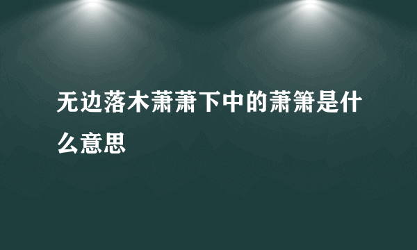 无边落木萧萧下中的萧箫是什么意思