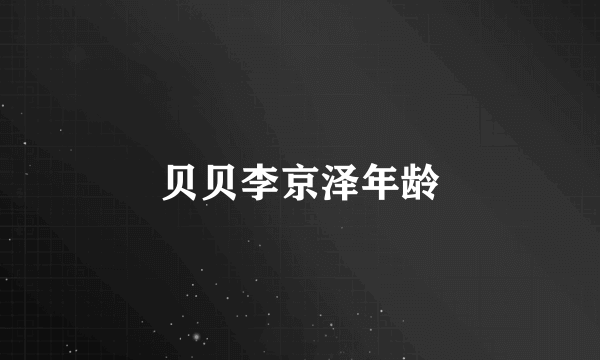 贝贝李京泽年龄