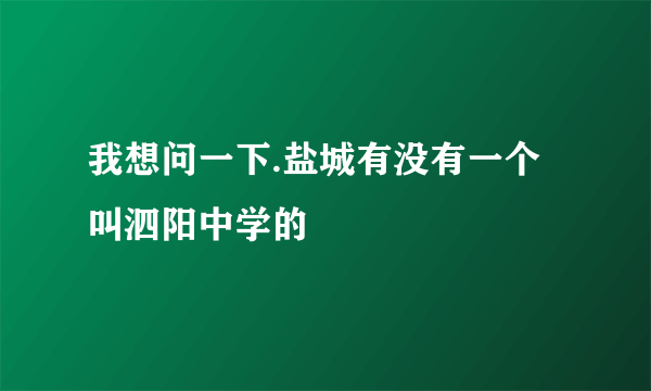 我想问一下.盐城有没有一个叫泗阳中学的