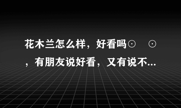 花木兰怎么样，好看吗⊙▽⊙，有朋友说好看，又有说不好看的？