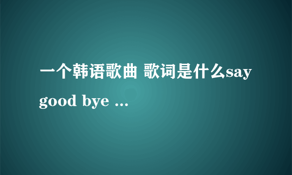 一个韩语歌曲 歌词是什么say good bye 什么in my 什么沙拉黑 女的唱的