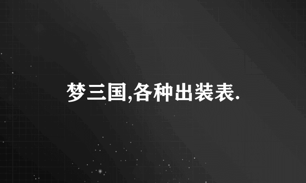 梦三国,各种出装表.