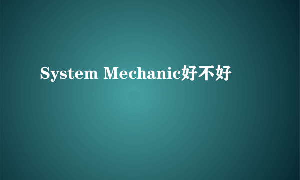 System Mechanic好不好