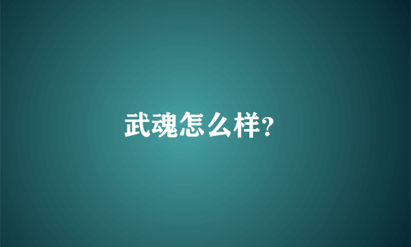 武魂怎么样？