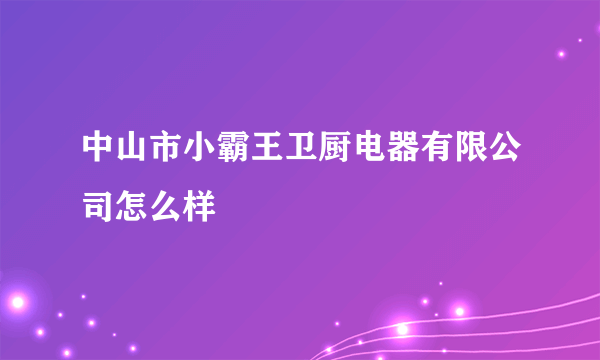 中山市小霸王卫厨电器有限公司怎么样