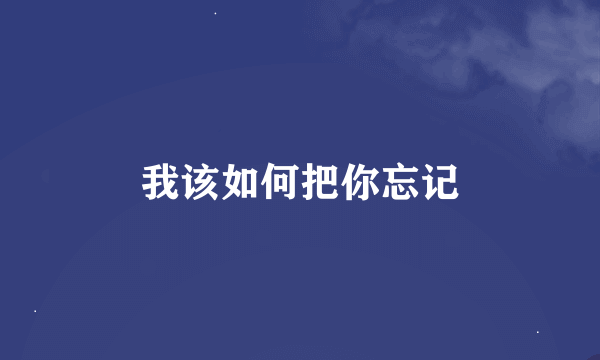 我该如何把你忘记