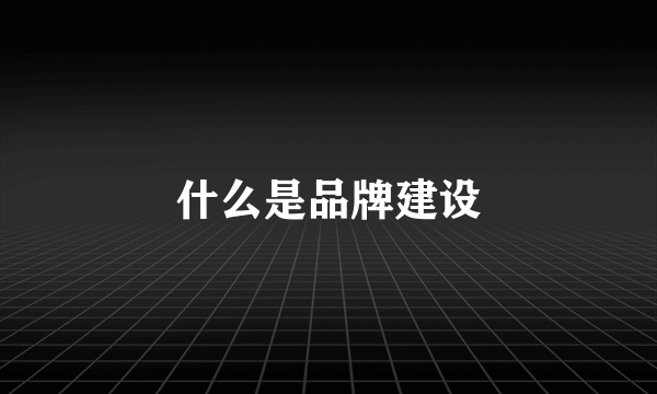 什么是品牌建设