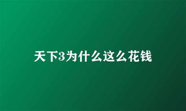 天下3为什么这么花钱