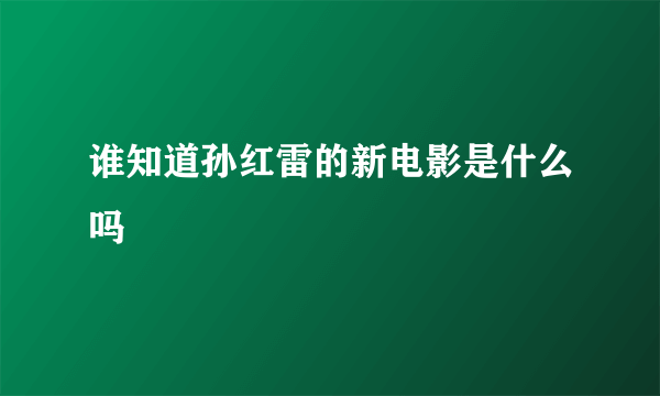 谁知道孙红雷的新电影是什么吗