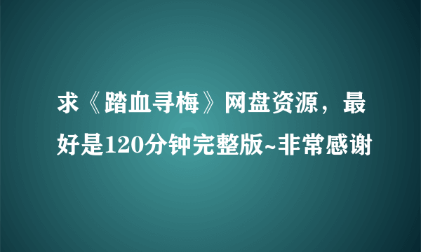 求《踏血寻梅》网盘资源，最好是120分钟完整版~非常感谢