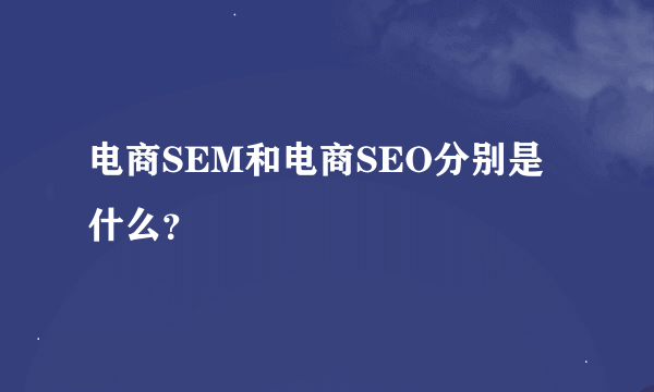 电商SEM和电商SEO分别是什么？