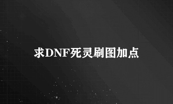 求DNF死灵刷图加点