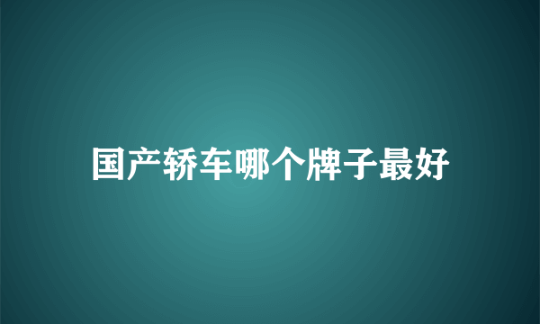 国产轿车哪个牌子最好