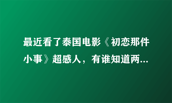 最近看了泰国电影《初恋那件小事》超感人，有谁知道两个主角的资料吗？